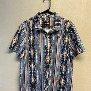 Rock &Roll Denim Tribal Patterned Blue Casual Shirt size L